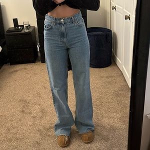 Zara high waisted wide leg full length jeans